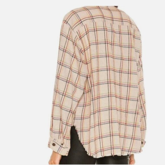 The Great Voyager Plaid Shirt Jacket Relaxed Shacket Shirt Plaid Beige Medium - Picture 6 of 12